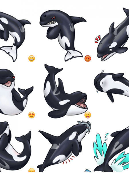 دانلود استیکر دلفین برای تلگرام Orcas by AraynaHG